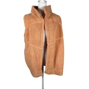 Koolaburra by Ugg Orange Sherpa Fleece Soft Vest Top Open Collared Small Lounge